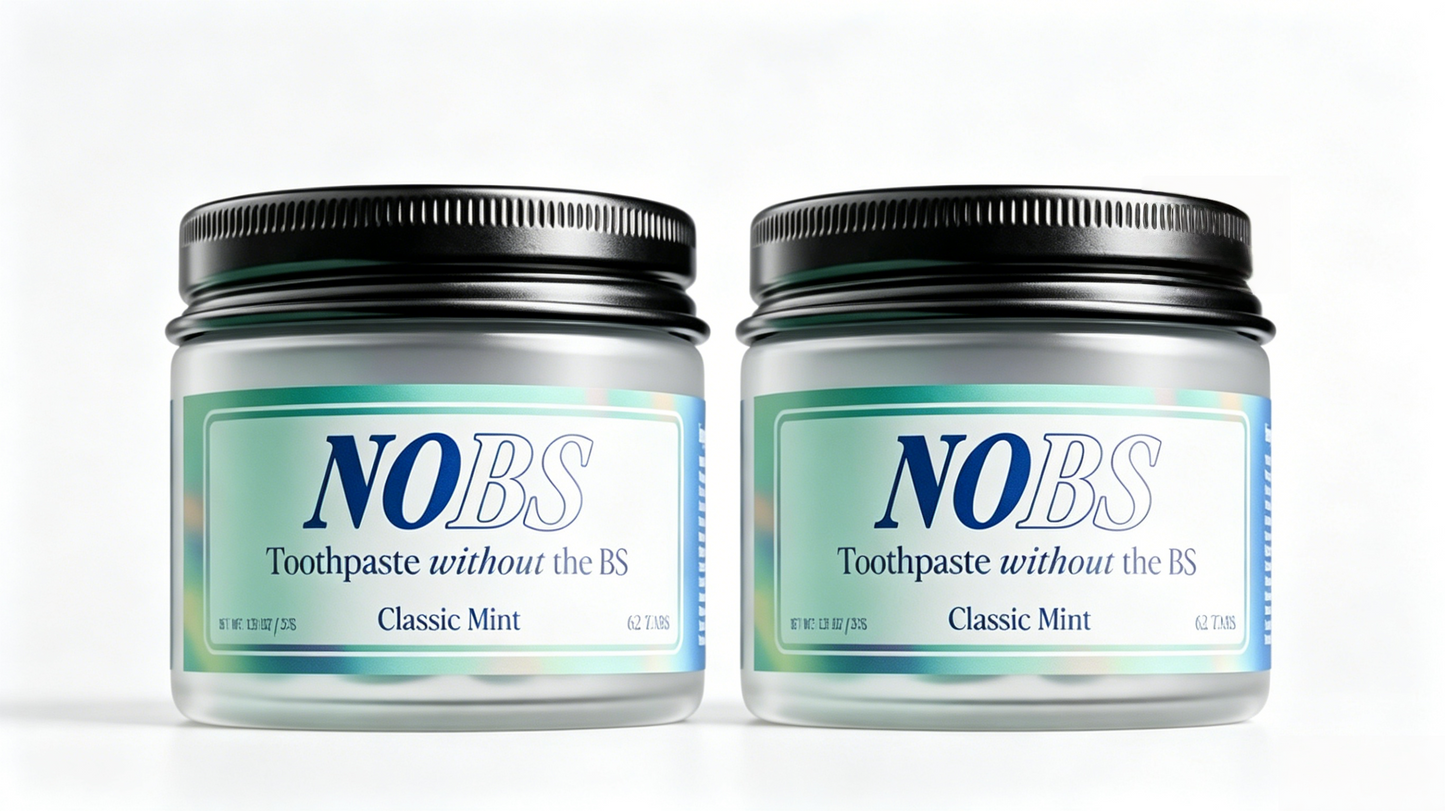 NOBS (No Bad Stuff) Toothpaste Tablets - Nano Hydroxyapatite, Fluoride & Plastic Free, Eco & Travel Friendly - Remineralize with NHA. 2-pack
